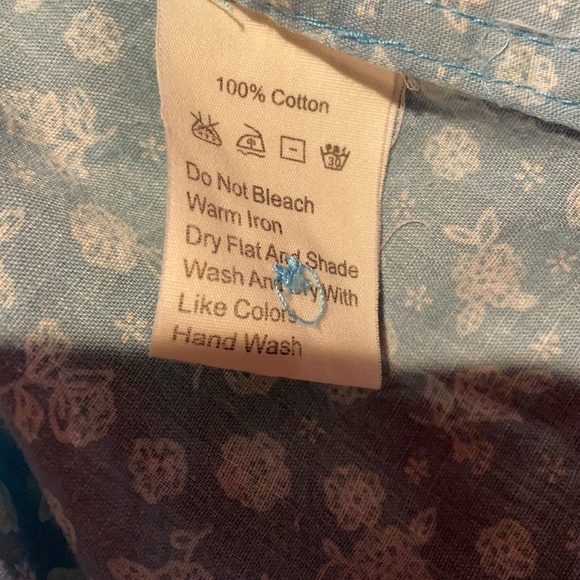 Two Percent Homme Hula Girl Light Blue Floral Print Button Down Small - Picture 7 of 7